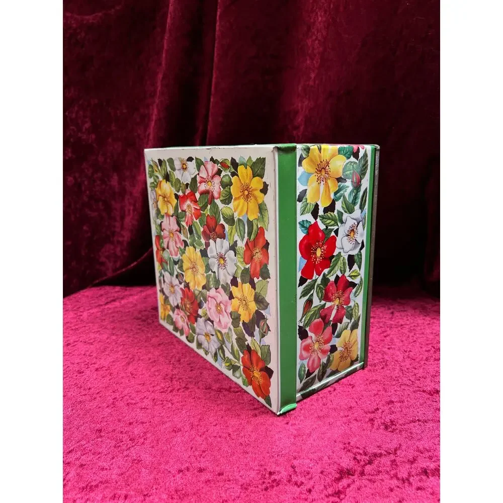 Vintage Tin Storage Box – Colorful Wildflower Print - Made In England